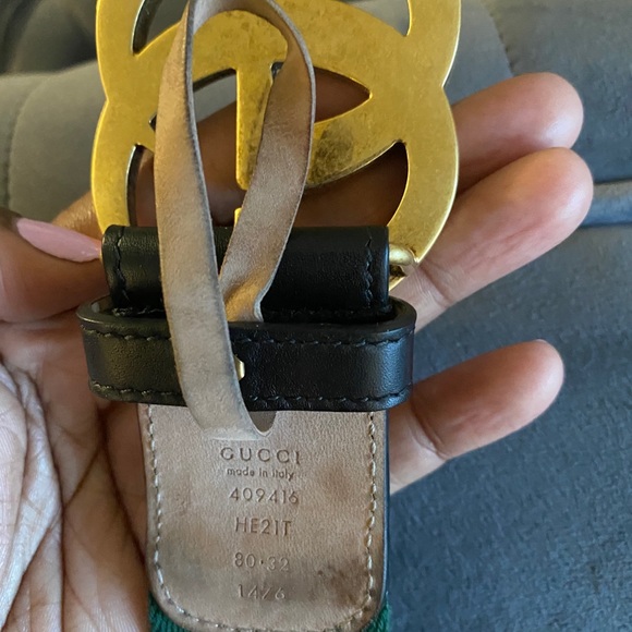 Gucci red and green woven belt